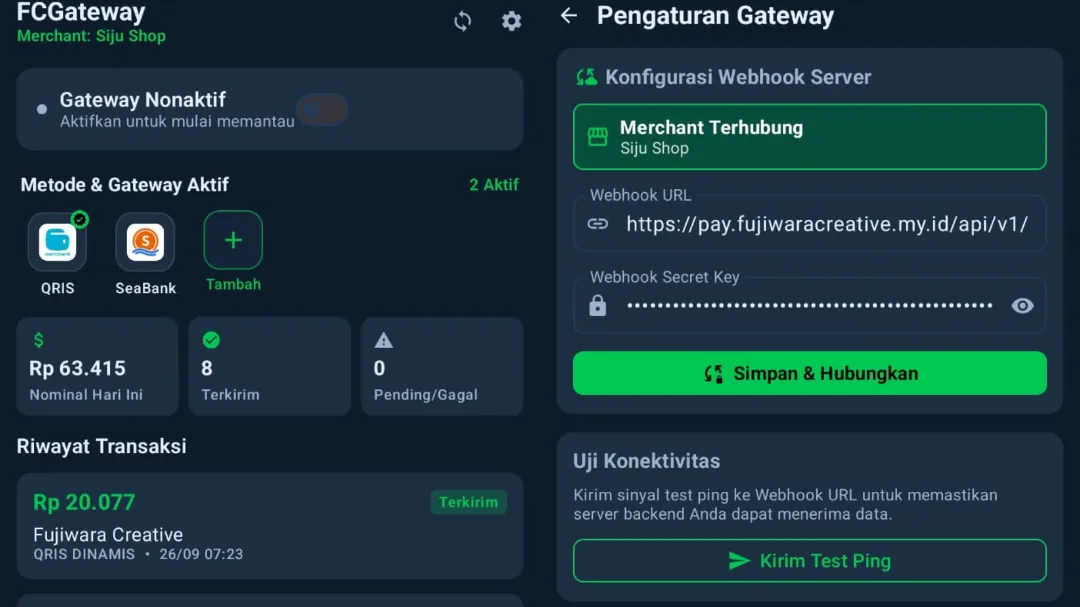 FCGateway - Android Real-Time Bank & QRIS Notification Forwarder